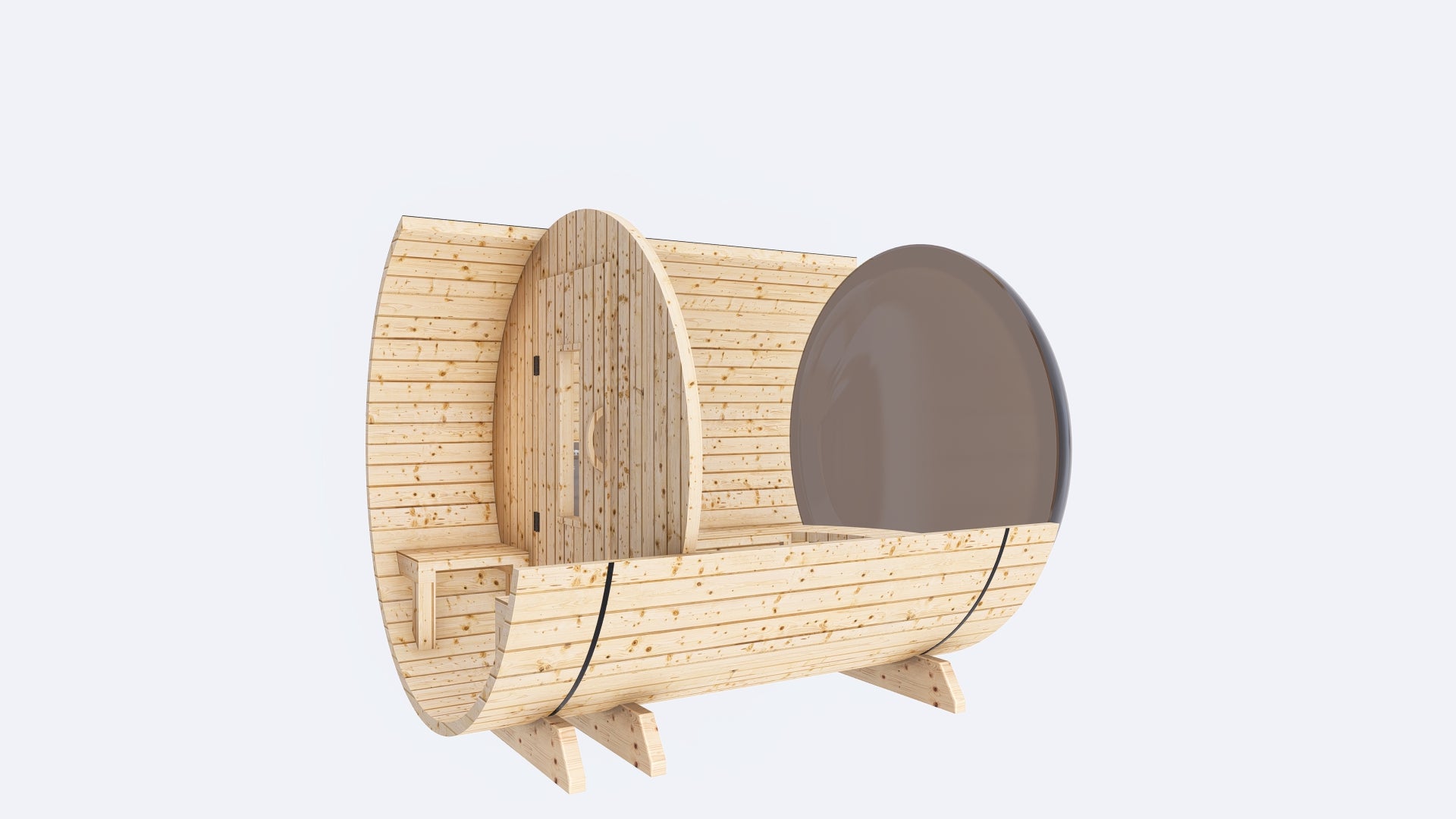 Barrel Sauna 7X8 With Porch Panoramic Acrylic Back Window