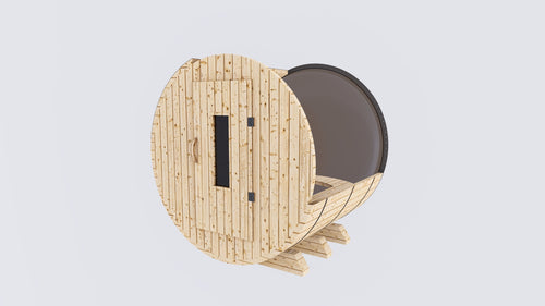 Barrel Sauna 6X6 with Panoramic Acrylic Back Window