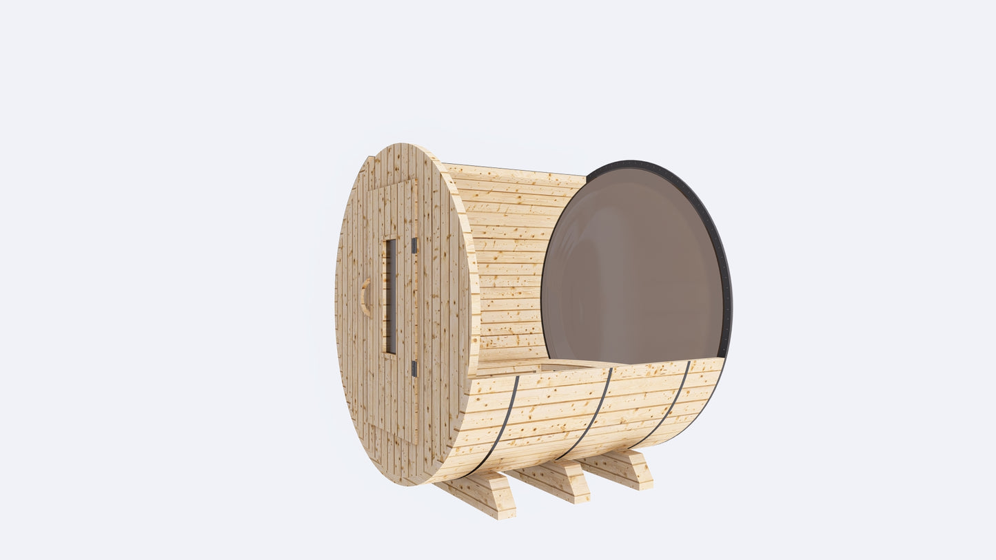 Barrel Sauna 6X6 with Panoramic Acrylic Back Window
