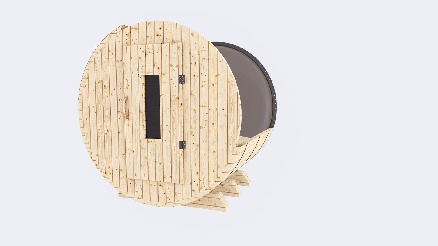 Barrel Sauna 6X6 with Panoramic Acrylic Back Window
