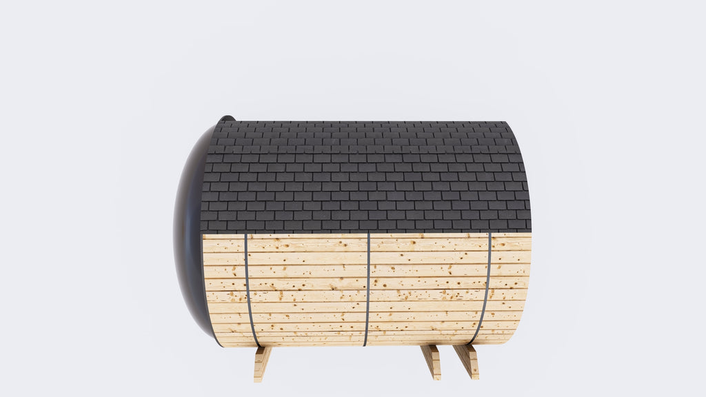 Barrel Sauna 7X8 Without Porch Panoramic Acrylic Back Window