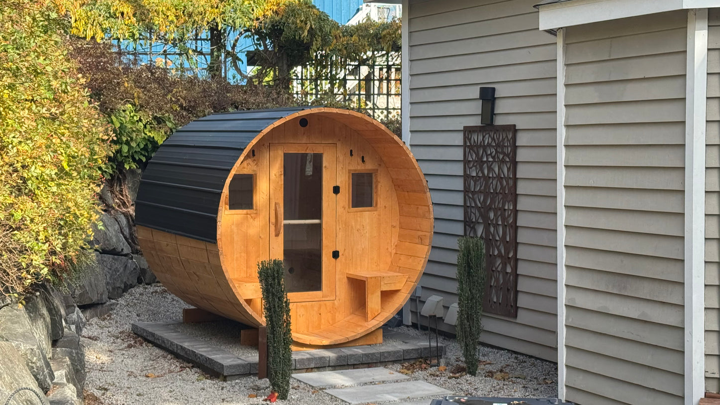 Barrel Sauna 7x8 With Porch