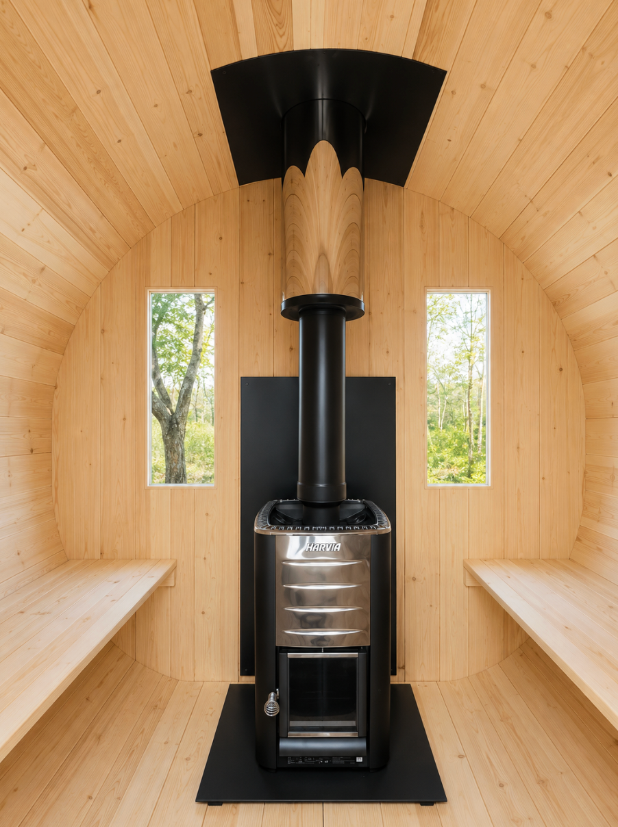 Barrel Sauna 7x8 With Porch 4 person