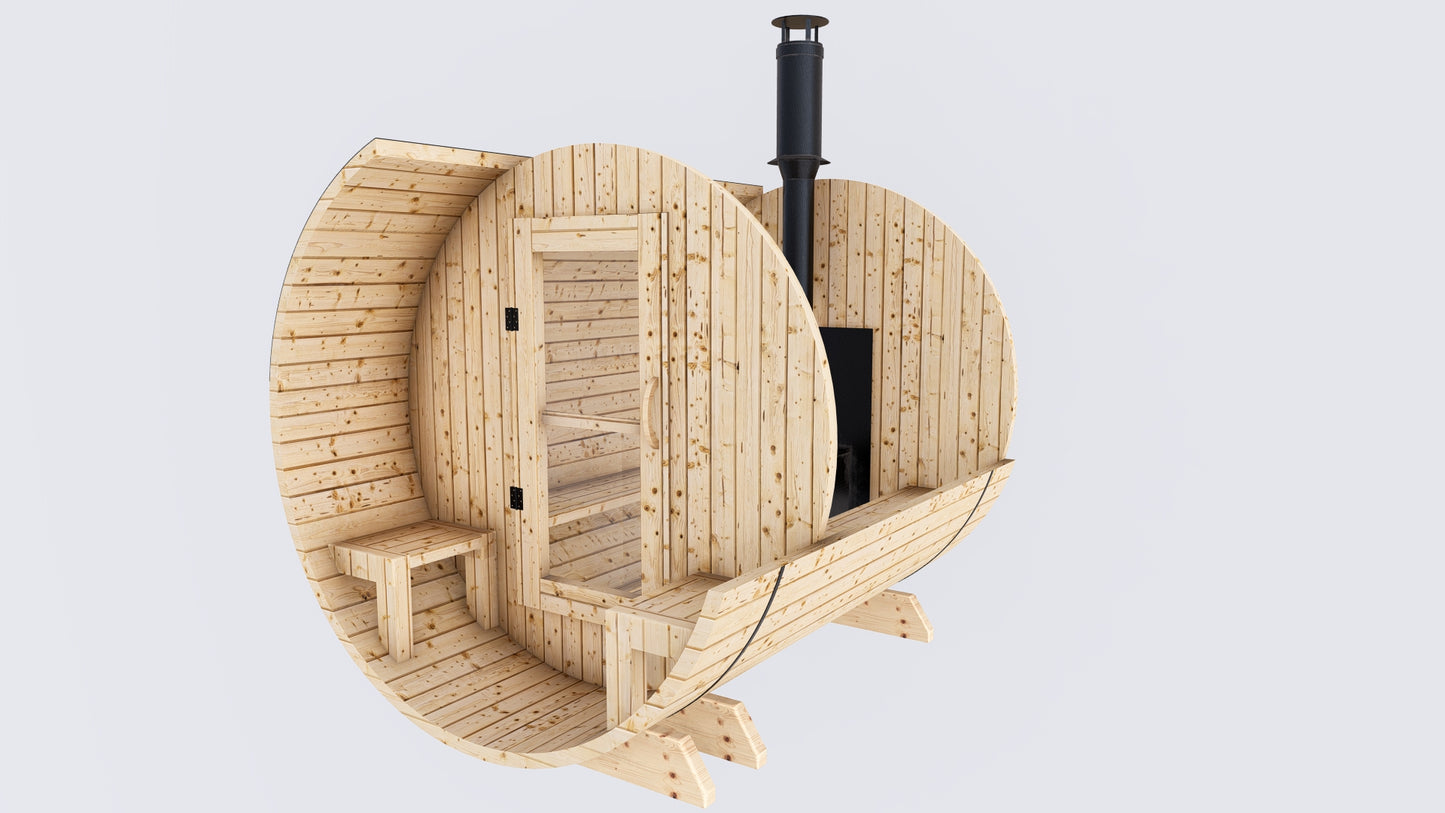 Barrel Sauna 7x8 With Porch