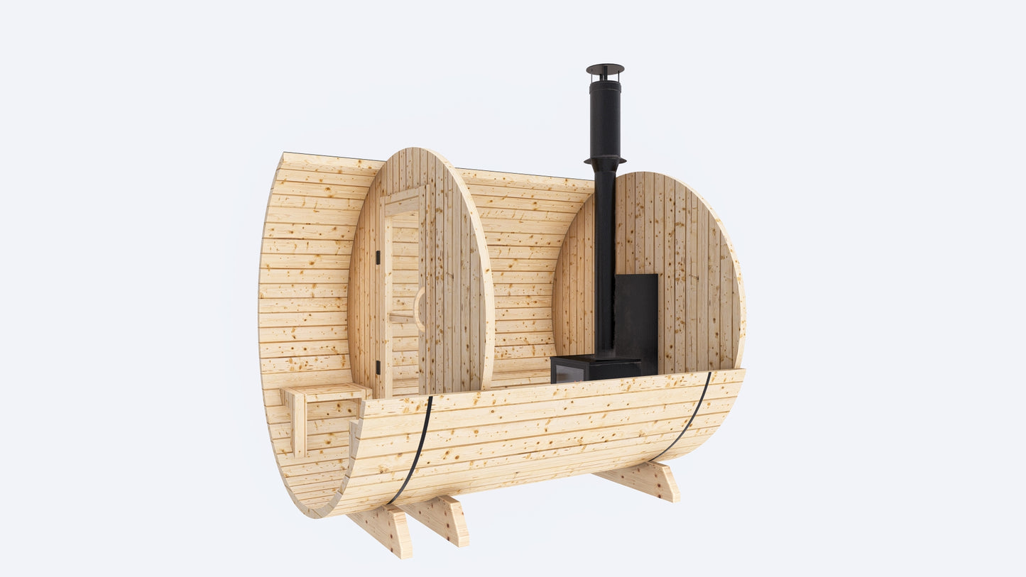 Barrel Sauna 7x8 With Porch