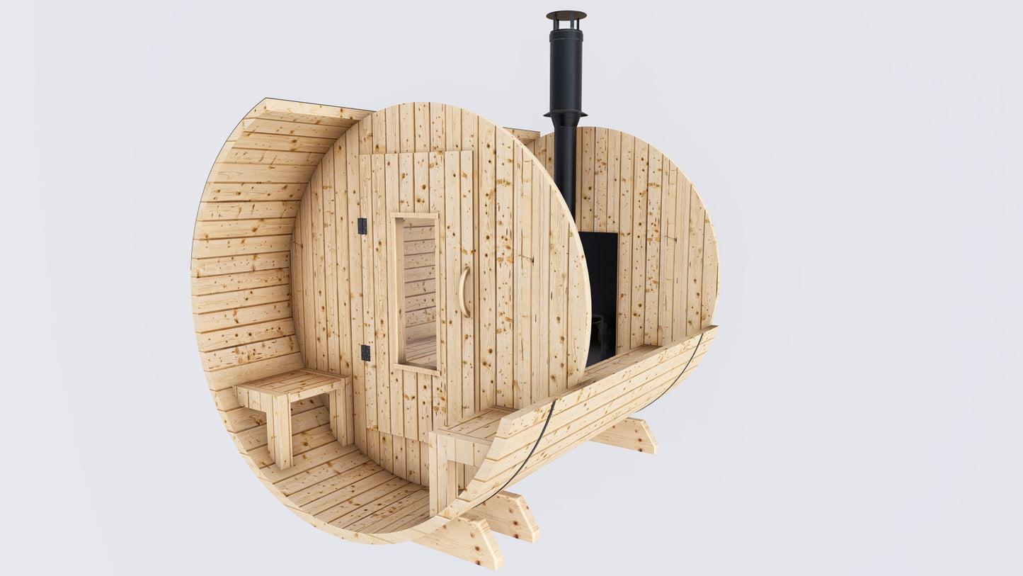 Barrel Sauna 7x8 With Porch