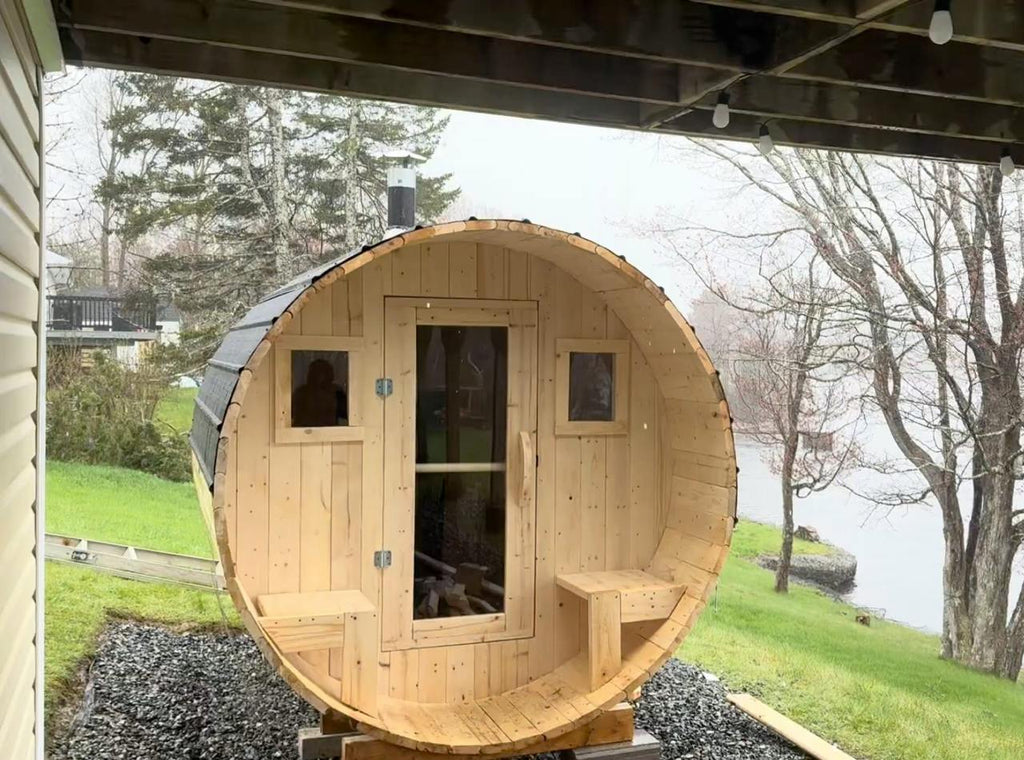 Barrel Sauna 7x8 With Porch 4 person