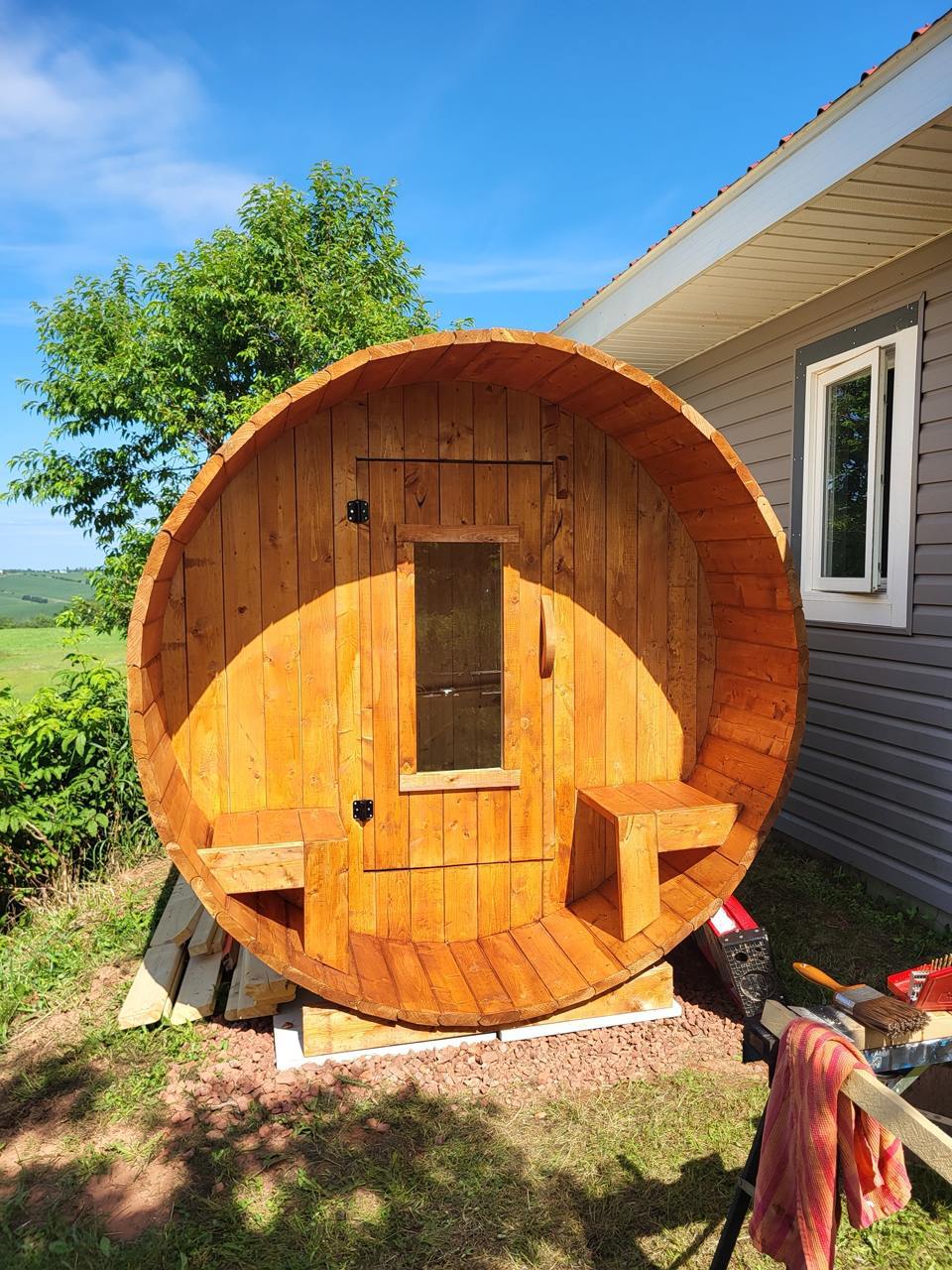 Barrel Sauna 7x8 With Porch 4 person