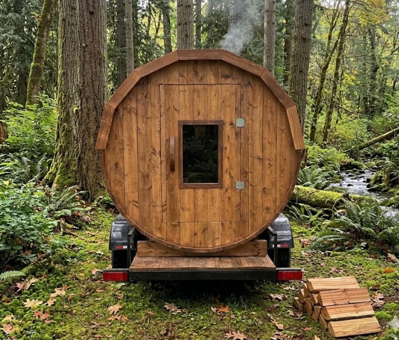 6X8 Barrel Sauna On A Trailer