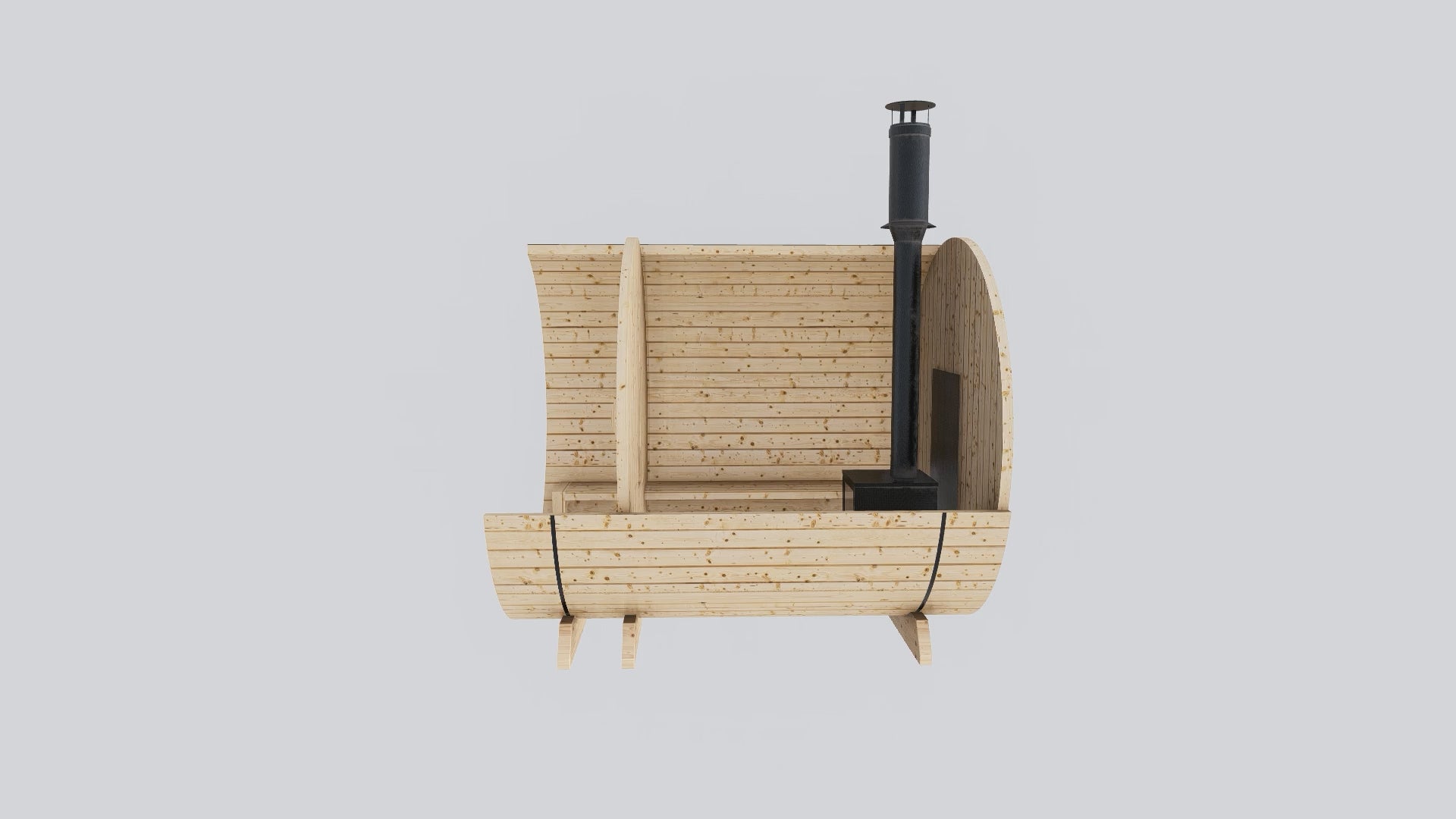 Barrel Sauna 7x8 With Porch Kit 4 person