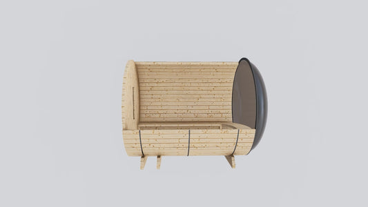 Barrel Sauna 7X8 Without Porch Panoramic Acrylic Back Window